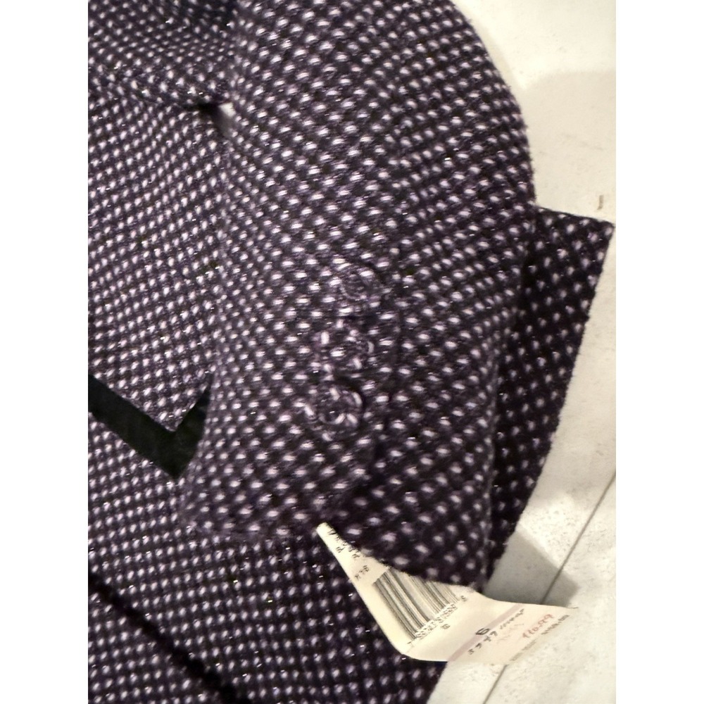 Vintage Nine West Purple Tweed Wool Blend Removable Broach Blazer Jacket Sz 8 - Picture 3 of 8